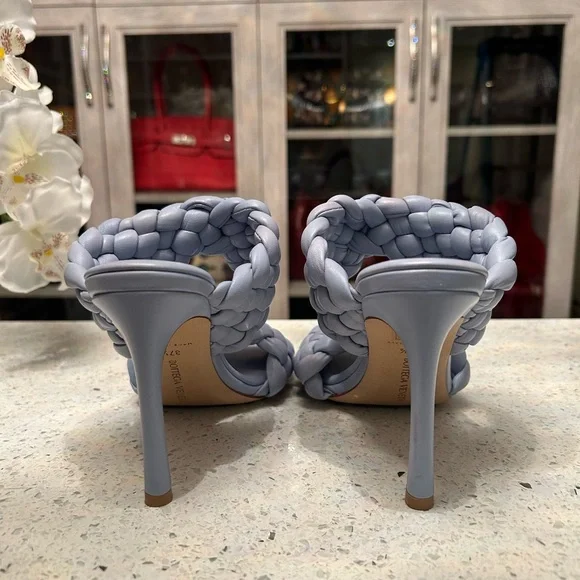 Bottega Veneta The Curve Light Blue Heeled Sandals - Picture 4 of 9